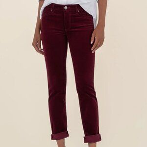 Kut from the Kloth Catherine Boyfriend Corduroys, Dark Cherry, Size 4
